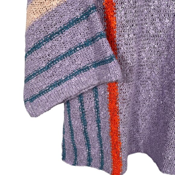 Dokotoo Retro Boho Open Knit 3/4 Sleeve Batwing Lightweight Purple Sweater XL - Picture 6 of 8